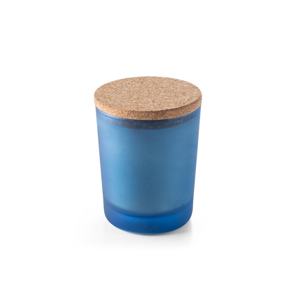 DUVAL. Aromatische Kerze in Glasbecher mit cork 180 g - blau