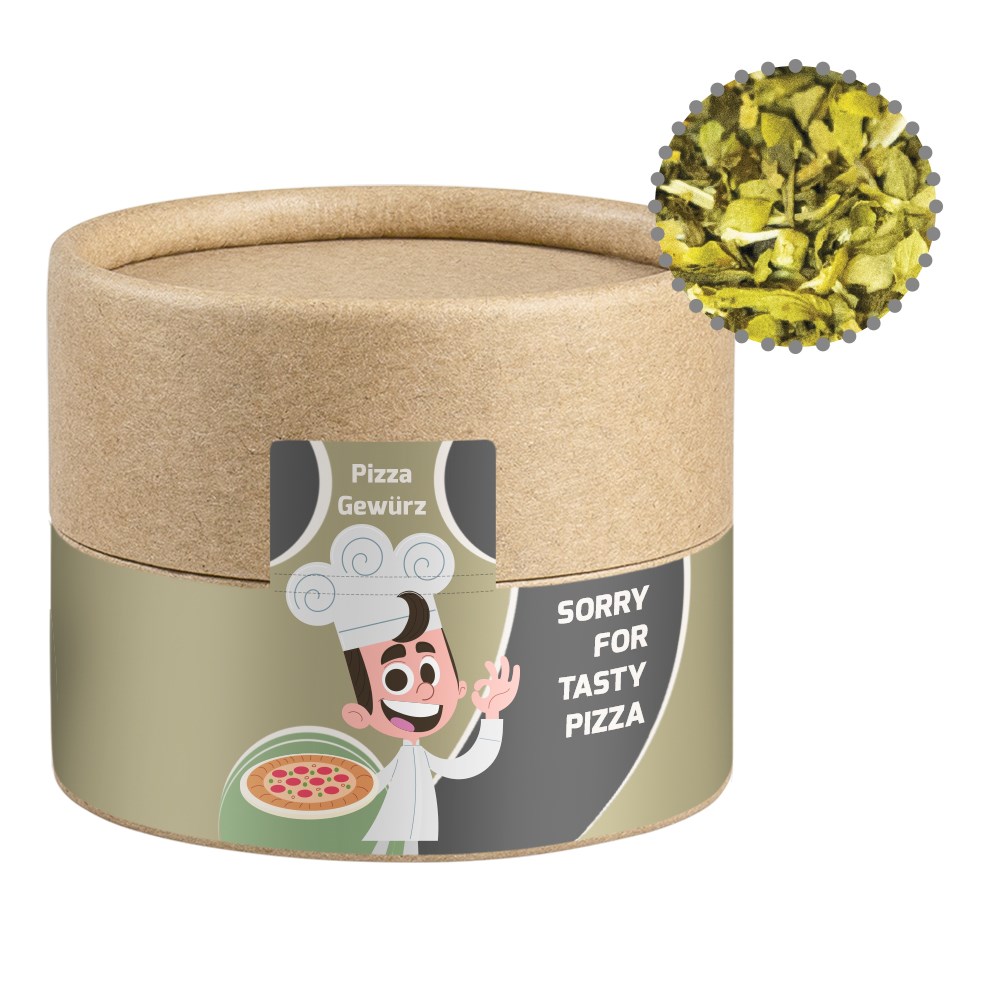 Gewürzmischung Pizza-Kräuter, ca. 10g, Kraftpapierdose Mini